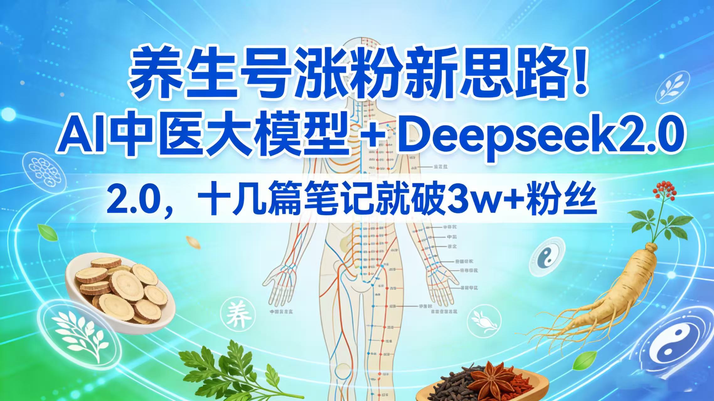 图片[1]-养生号涨粉新思路！AI 中医大模型 + Deepseek 2.0，十几篇笔记就破 3w + 粉丝