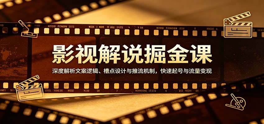 影视解说掘金课：深度解析文案逻辑、槽点设计与推流机制，快速起号与流量变现-七宝：认真做好一件事