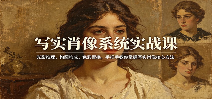 写实肖像系统实战课：光影推理、构图构成、**彩置换，手把手教你掌握写实肖像核心方法-七宝：认真做好一件事