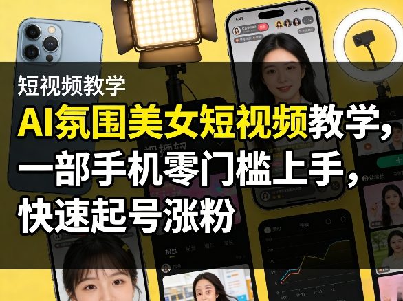 AI氛围短视频教学，一部手机零门槛上手，快速起号涨