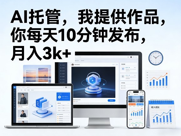 公某号AI托管，我提供作品，你每天10分钟发布，3k+【揭秘】