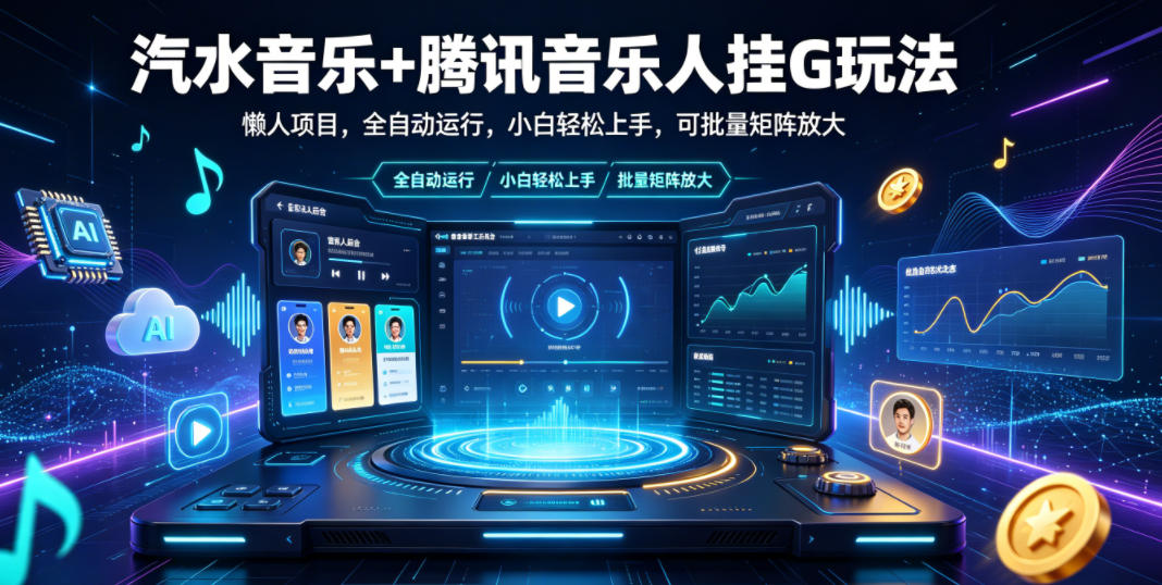 汽水音乐+腾讯音乐人玩法，懒人项目，全运行，小白轻松上手，可批量矩阵放大【揭秘】