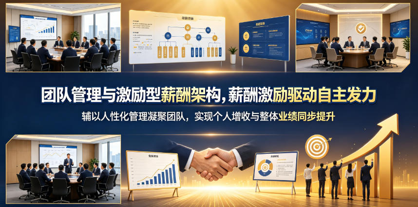 团队管理与激励型薪酬架构，薪酬激励驱动自主发力，辅以人性化管理凝聚团队，实现个人增收与整体业绩同步提升