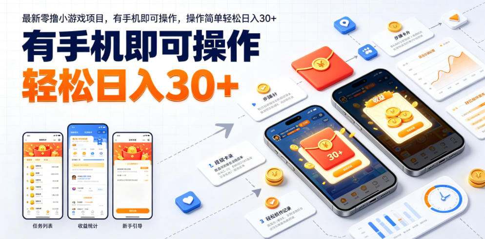 最新零小游戏项目，有手机即可操作，操作简单轻松一天30+