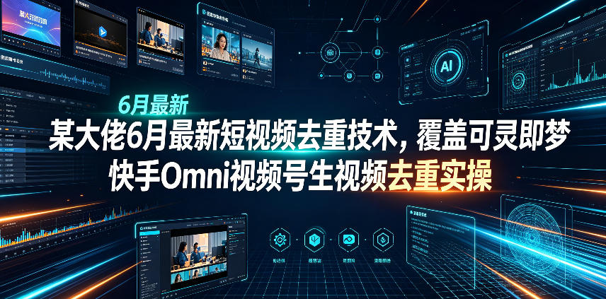 某大佬6月最新短视频去重技术，覆盖可灵即梦某手Omni视频号生视频去重实操