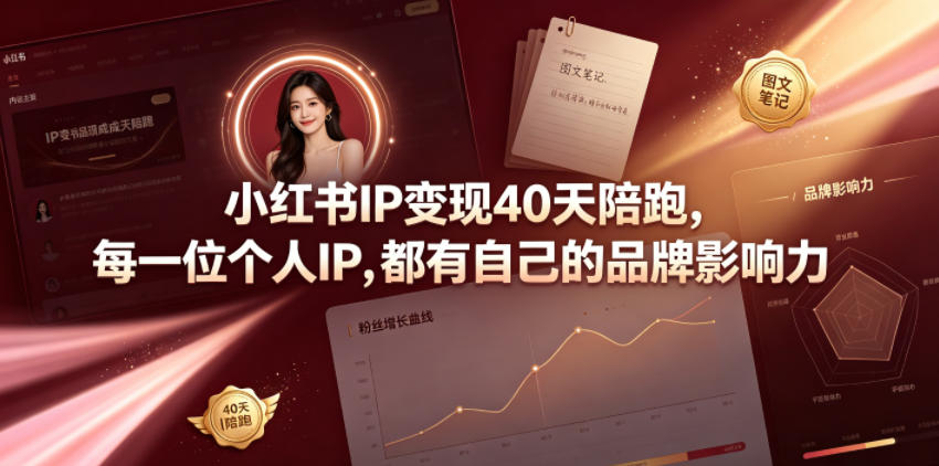 小某书IP变现40天陪跑，每一位个人IP，都有自己的品牌影响力