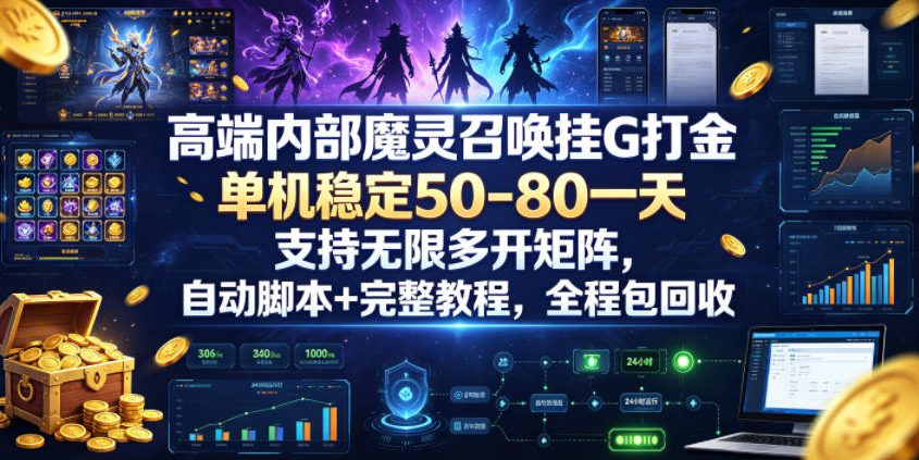 高端内部魔灵召唤，单机稳定50-80一天，支持无限多开矩阵，+完整教程，全程包回收【揭秘】