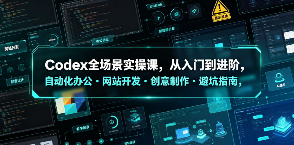 Codex全场景实操课，从入门到进阶，化办公・网站开发・创意制作・避坑指南，全流程教学