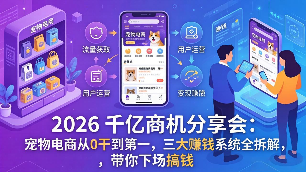 （17726期）2026 千亿商机分享会：宠物电商从0干到第一，三大钱系统全拆解，带你下场搞钱