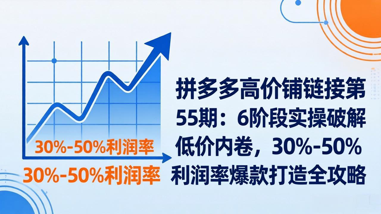 （17698期）某夕夕高价铺链接第55期：6阶段实操低价内卷，30%-50%利润率爆款打造全攻略