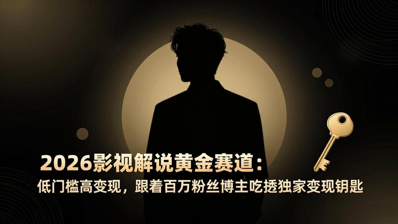 （17721期）2026影视解说黄金赛道：低门槛高变现，跟着百万丝博主吃透独家变现钥匙