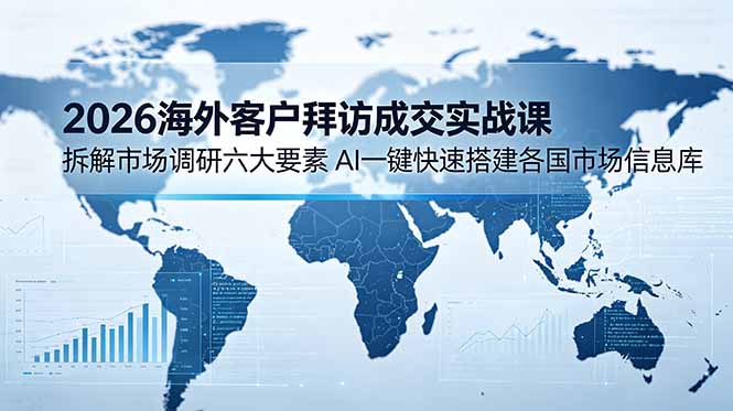 （18992期）2026海外客户拜访成交实战课：拆解市场调研六大要素，AI一键快速搭建各国市场信息库