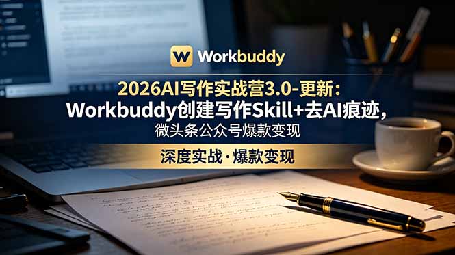 （18995期）2026AI写作实战营3.0-更新：Workbuddy创建写作Skill+去AI痕迹，微头条公某号爆款变现