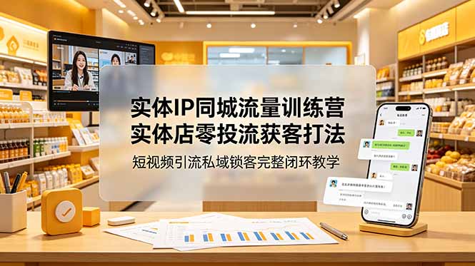 （18999期）实体IP同城流量训练营：实体店零投流获客打法，短视频y.流私域锁客完整闭环教学