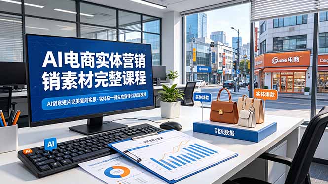 （19076期）AI电商实体营销素材完整课程，AI创意短片完美复刻实景，实体店一键生成宣传y.流短视频