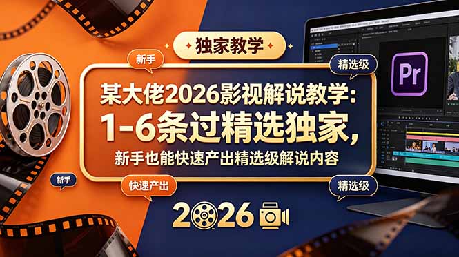 （18946期）某大佬2026影视解说教学：1-6条过精选独家，新手也能快速产出精选级解说内容