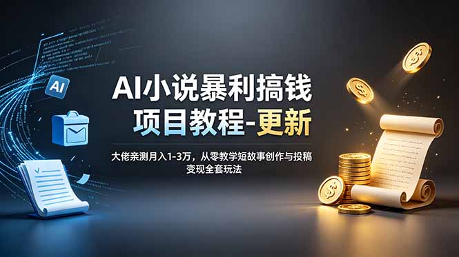 （19030期）AI小说搞钱项目教程-更新，大佬亲测1-3万，从零教学短故事创作与投稿变现全套玩法