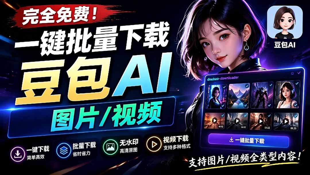 （19107期）Github最新发布！一键批量下载豆包AI无水印图片视频，简单易用，解析提示词，doubao-downloader