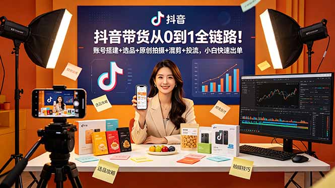 （18963期）某音带货从0到1全链路！账号搭建+选品+原创拍摄+混剪+投流，小白快速出单