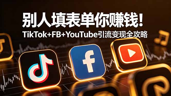 （19018期）别人填表单你钱！TikTok+FB+YouTube y.流变现全攻略【原创双语字幕】