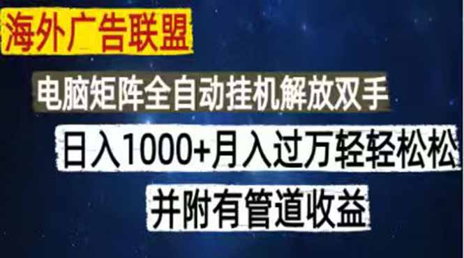 （18989期）海外广告联盟每天几分钟一天1000+无脑操作，可矩阵并附有管道收益