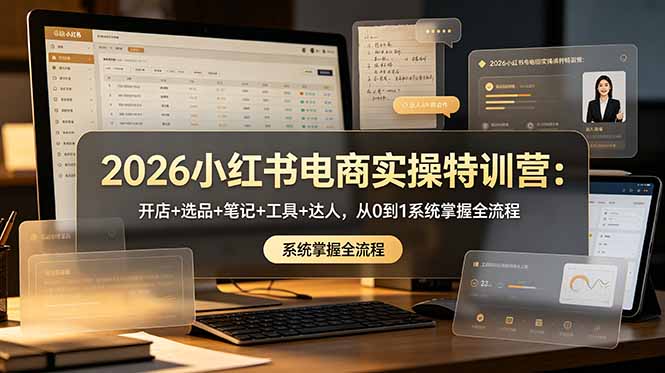 （18978期）2026小某书电商实操特训营：开店+选品+笔记+工具+达人，从0到1系统掌握全流程