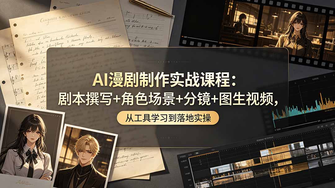 （19020期）AI漫剧制作实战课程：剧本撰写+角场景+分镜+图生视频，从工具学习到落地实操