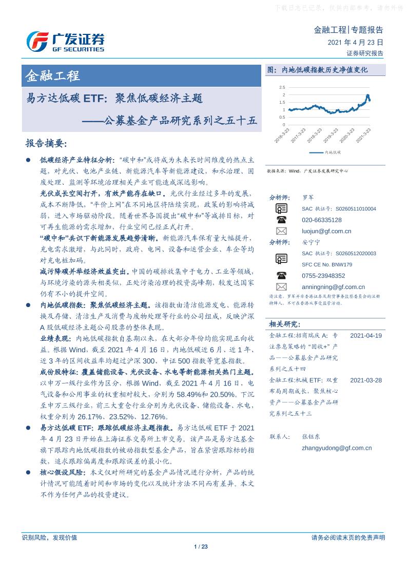 202104公募基金产品研究系列之五十五-易方达低碳ETF：聚焦低碳经济主题