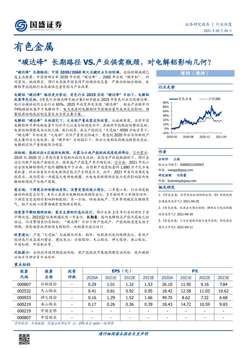 202105有色金属：_碳达峰_长期路径VS-产业供需瓶颈，对电解铝影响几何？