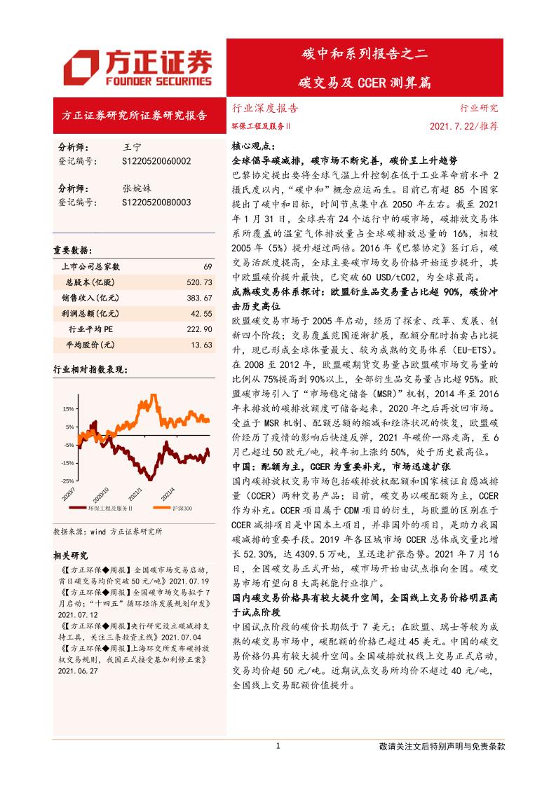 碳交易及CCER测算篇-方正证券