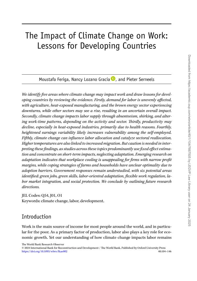 气候变化对工作的影响：发展中国家的经验教训（英）-43页