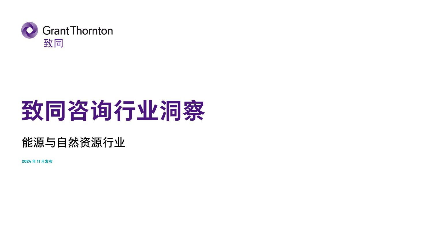 致同咨询行业洞察：能源与自然资源行业