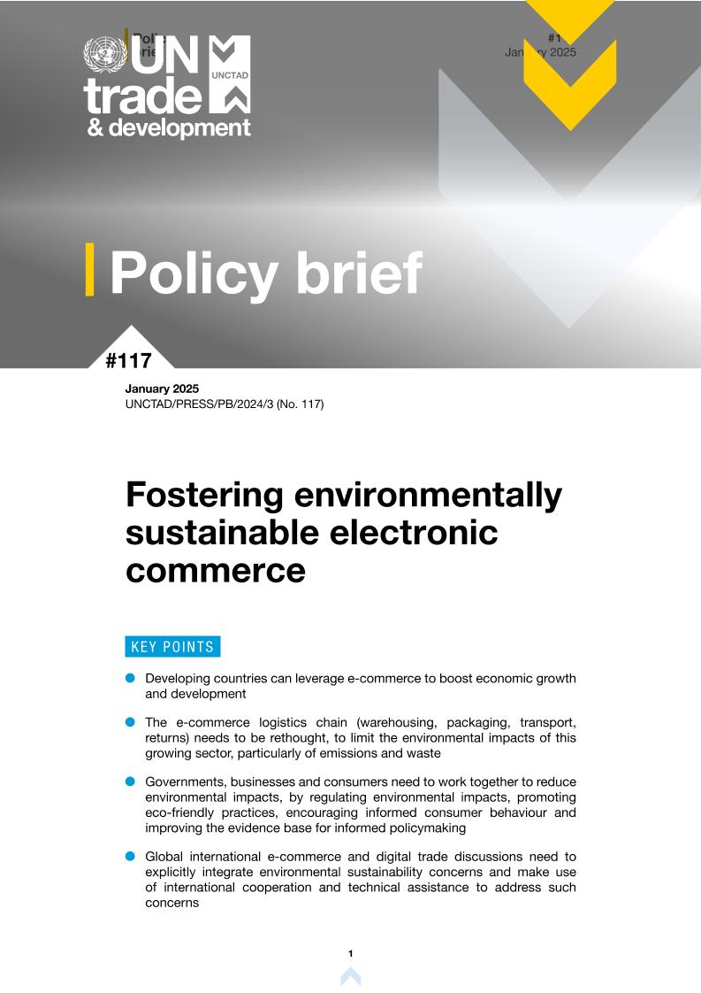 【推荐】联合国贸易发展委员会-促进环境可持续的电子商务（英）-2025.1-8页