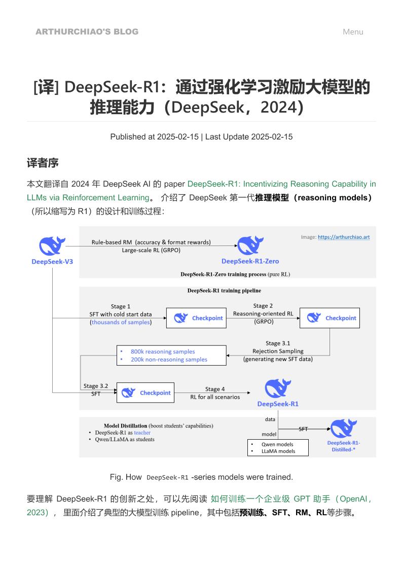 [译]DeepSeek-R1：通过强化学习激励大模型的推理能力（DeepSeek，2024）