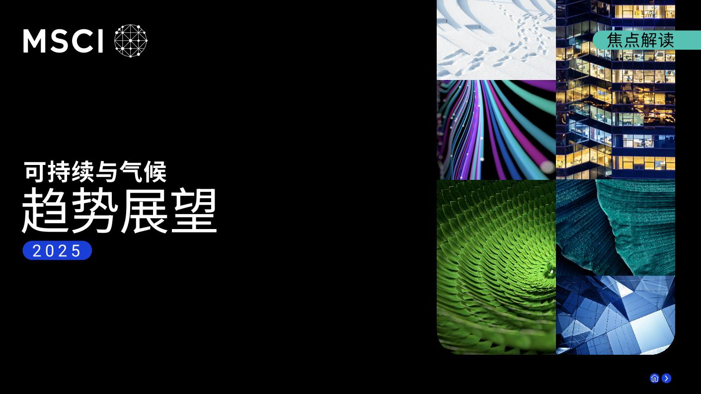 MSCI：2025年可持续与气候趋势展望报告
