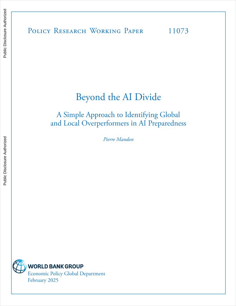 世界银行-超越人工智能鸿沟：一种识别全球和本地人工智能准备中表现优异者的简单方法（英）-2025.2-31页