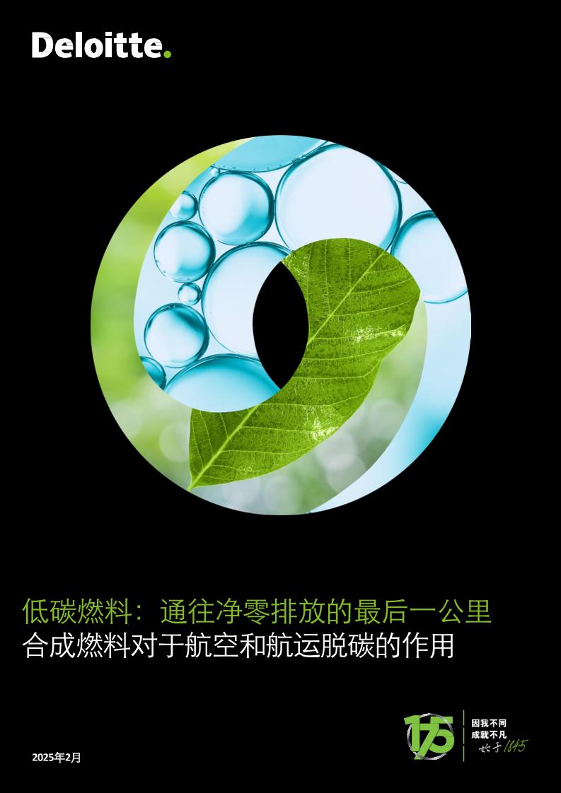 低碳燃料：通往净零排放的最后一公里合成燃料对于航空和航运脱碳的作用