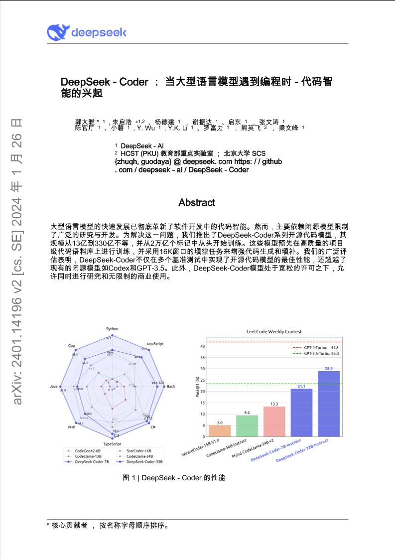 DeepSeek+Coder：当大型语言模型遇到编程时-代码智能的兴起-23页