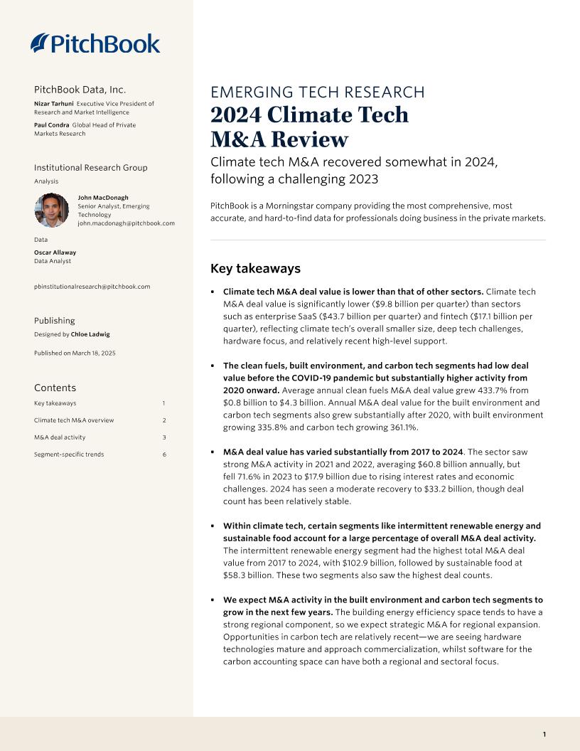 PitchBook-2025年气候技术并购回顾（英）-11页