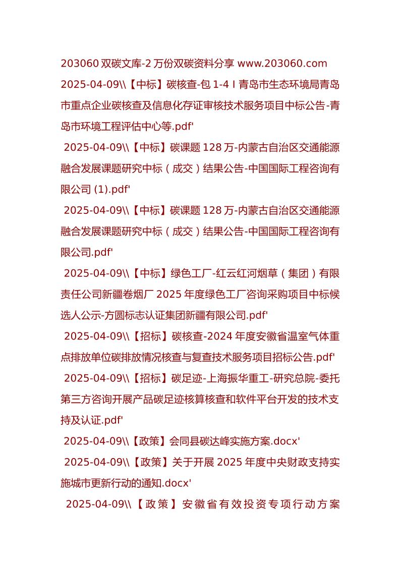 【23份】2025-04-10-203060双碳文库更新文件目录