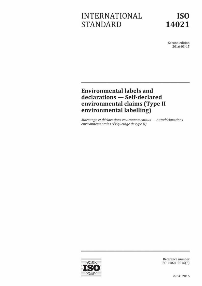 （已压缩）ISO14021：2016《环境管理环境标志和声明自我环境声明（II型环境标志）》
