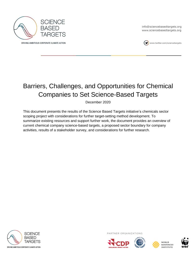 化学公司设定科学目标的障碍、挑战和机遇（英）