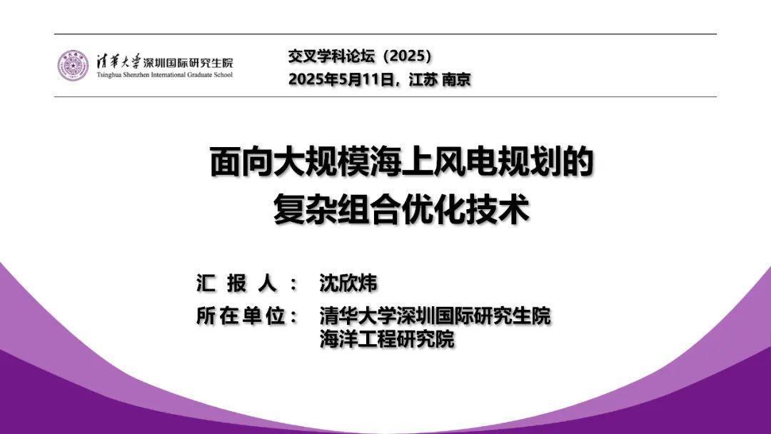 清华大学沈欣炜：面向大规模海上风电规划的复杂组合优化技术