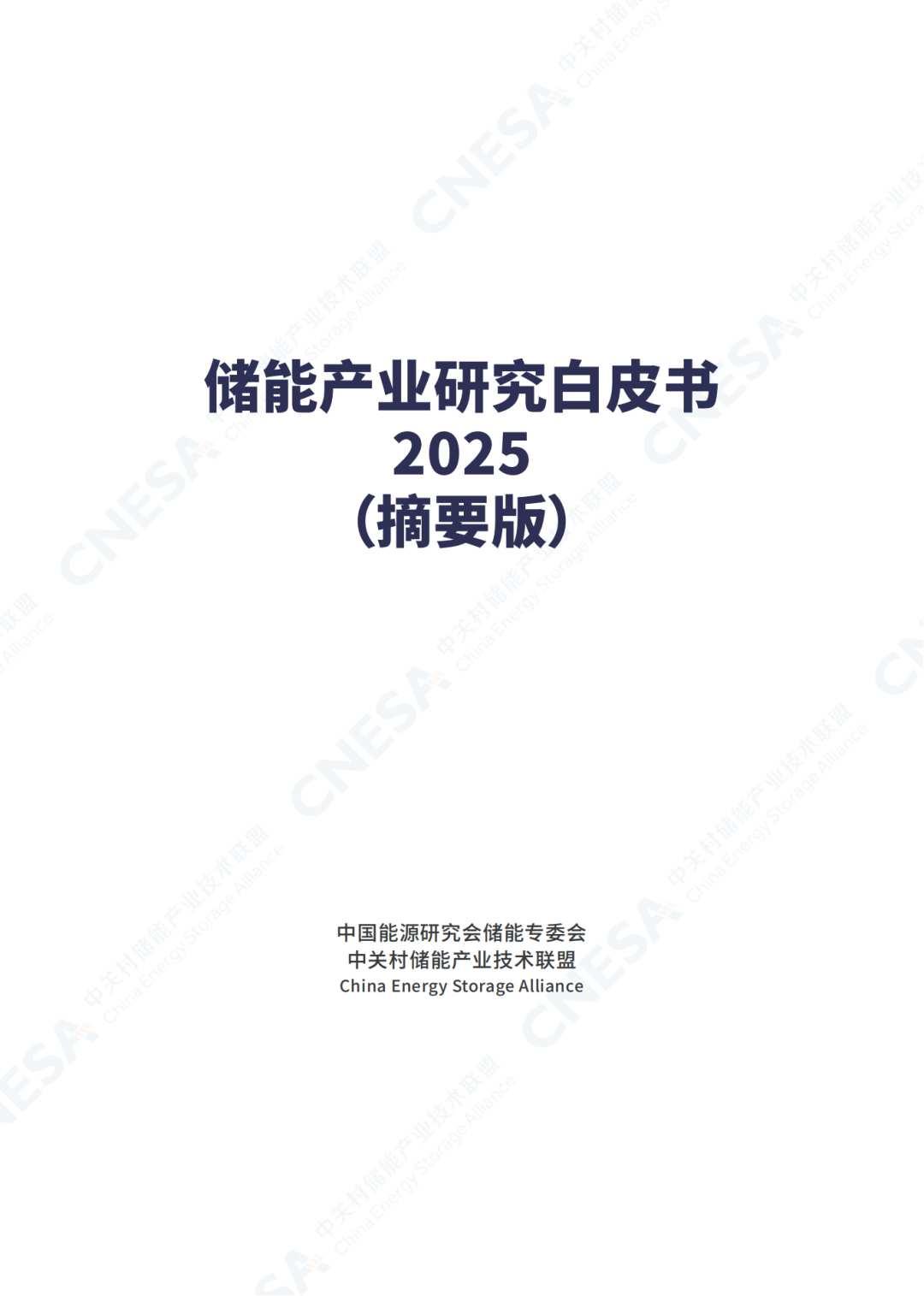 【市场】中关村储能产业联盟：储能产业研究白皮书2025（摘要版）