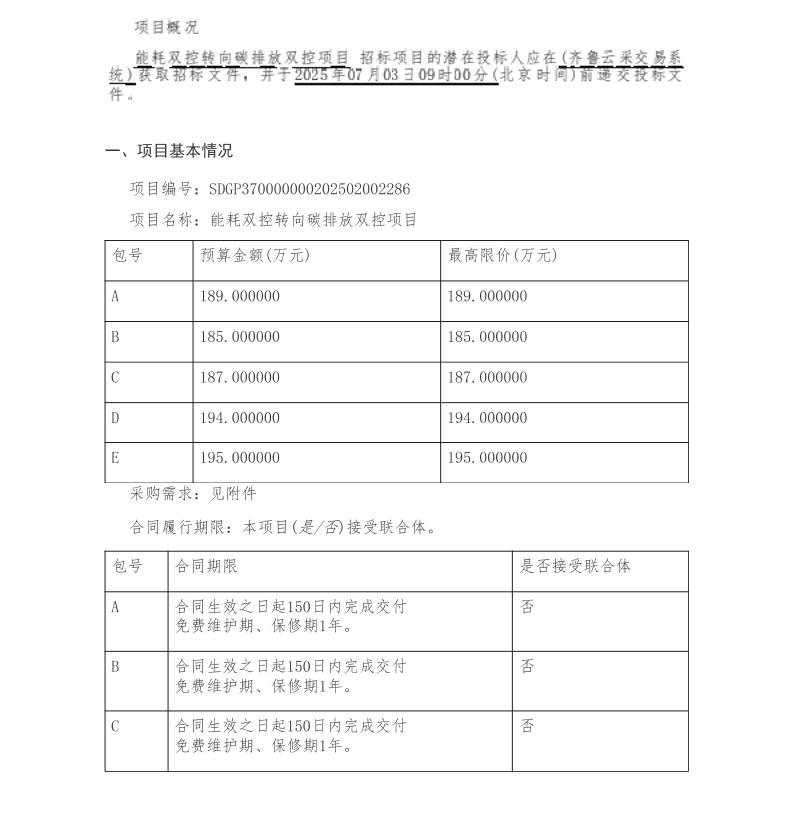 【招标】碳双控950万-山东能耗双控转向碳排放双控项目公开招标公告