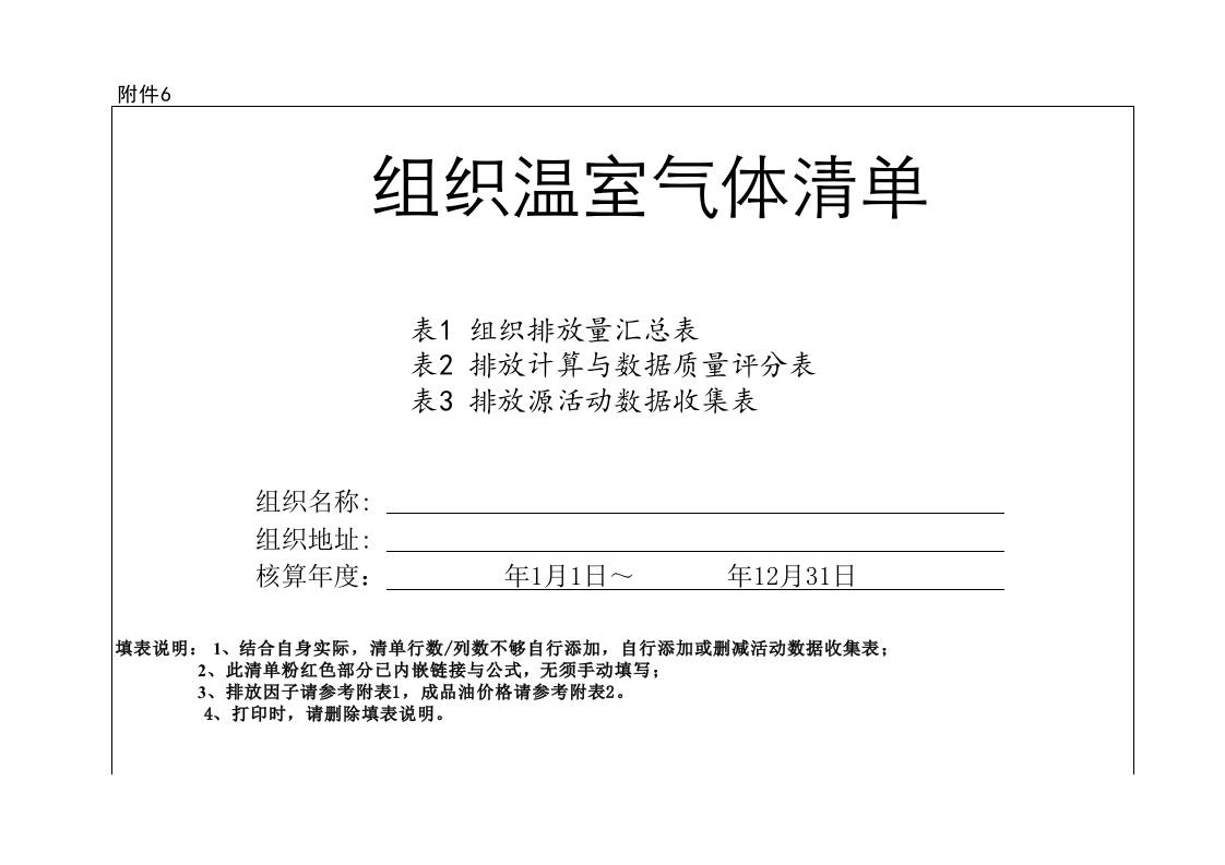 【模板】组织温室气体清单（模板）