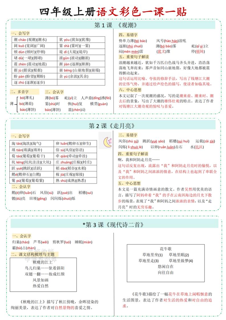 四年级上语文彩色一课一贴-七宝：认真做好一件事