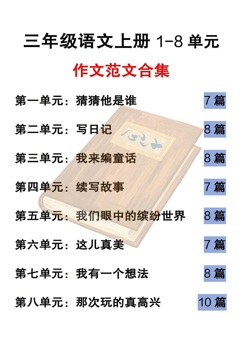 三上语文-1-8单元历届优秀范文-七宝：认真做好一件事