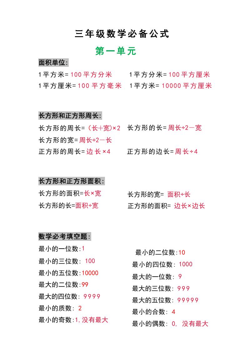 三年级数学上册必背公式-七宝：认真做好一件事