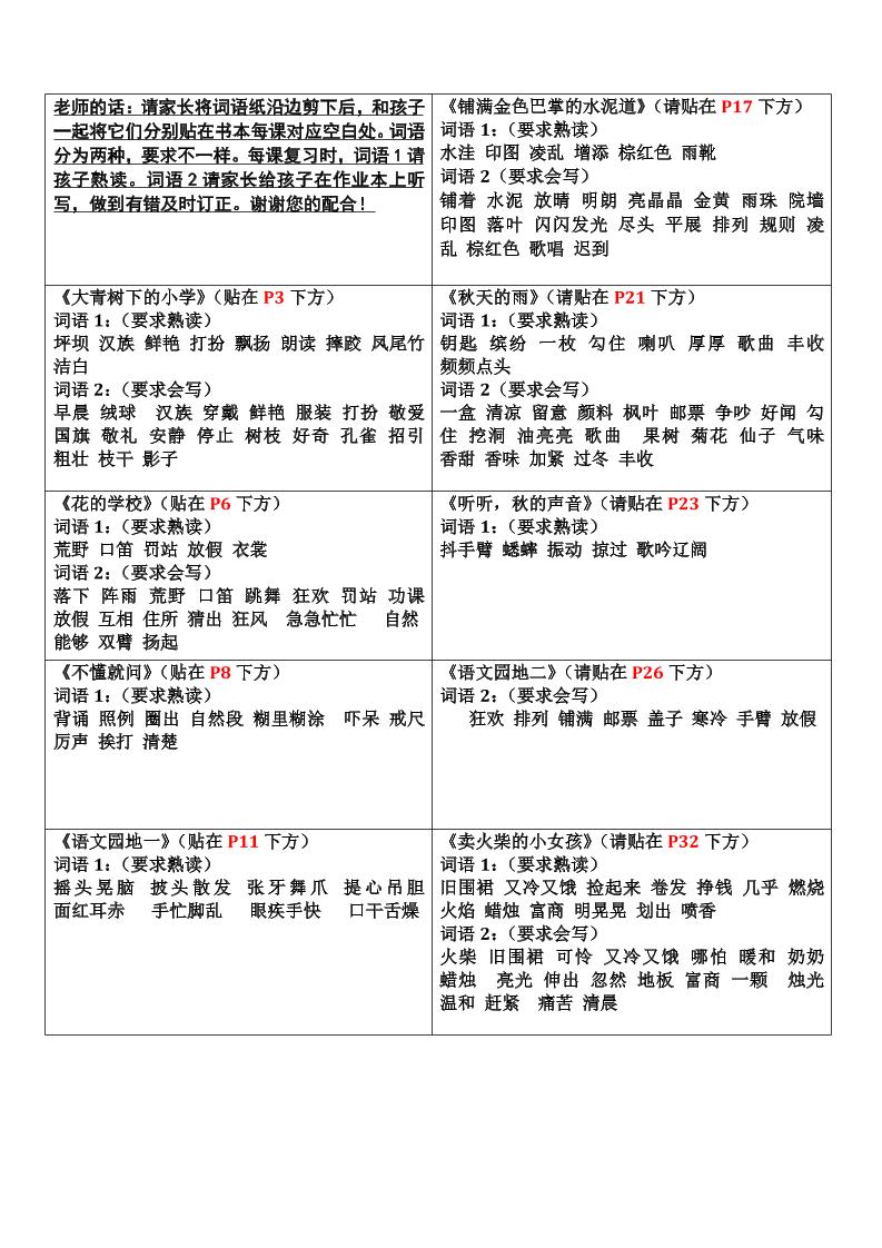 三上语文-认读词语书贴-七宝：认真做好一件事